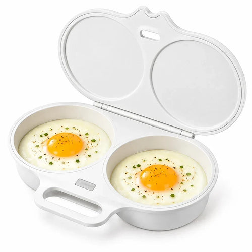 🥚 Perfect Poached Eggs in 2 Mins – No Oil, No Explosion. Microwave Egg Cooker with Splash-Proof Lid.